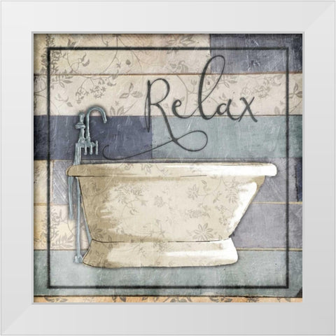 Relaxing Wooden Bath White Modern Wood Framed Art Print by Grey, Jace