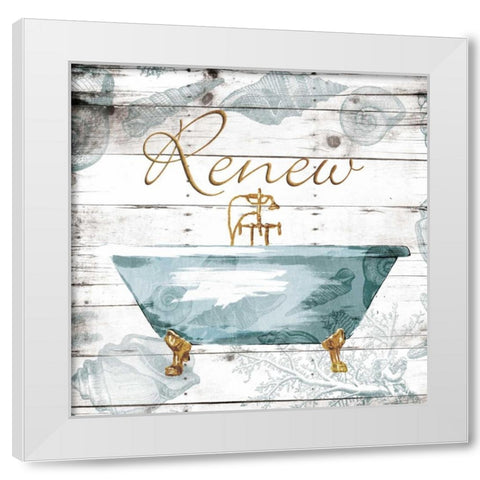 Golden Coastal Bath White Modern Wood Framed Art Print by Grey, Jace