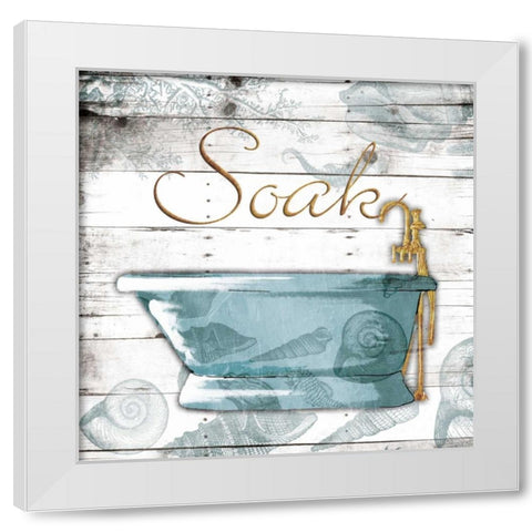 Golden Coastal Bath Mate White Modern Wood Framed Art Print by Grey, Jace
