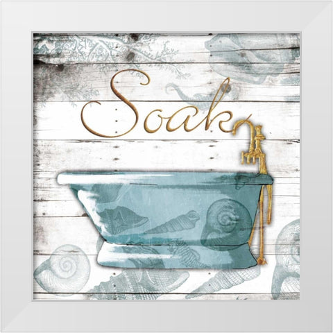 Golden Coastal Bath Mate White Modern Wood Framed Art Print by Grey, Jace