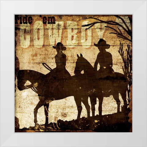 Ridem Cowboy White Modern Wood Framed Art Print by Grey, Jace