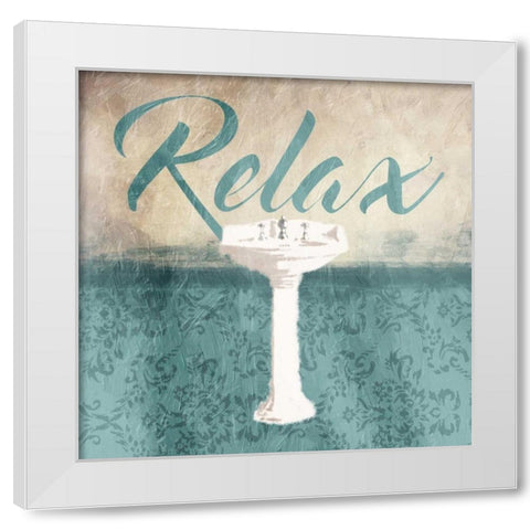 Relax Sink Teal White Modern Wood Framed Art Print by Grey, Jace