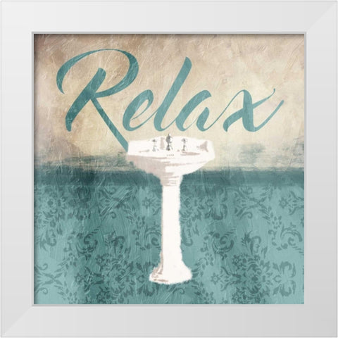 Relax Sink Teal White Modern Wood Framed Art Print by Grey, Jace