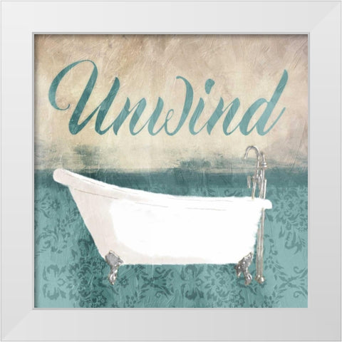 Unwind Bath Teal White Modern Wood Framed Art Print by Grey, Jace