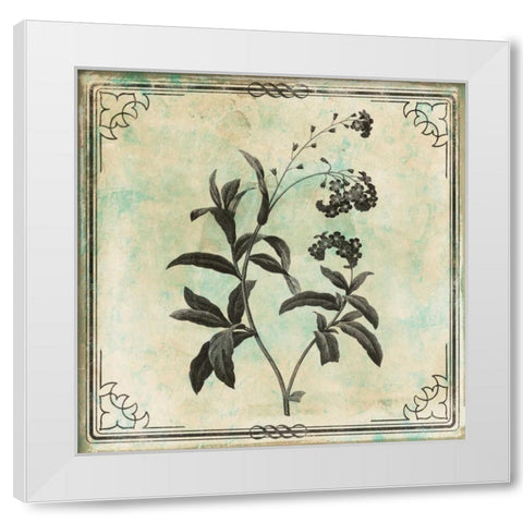 Bordered Stencil Floral White Modern Wood Framed Art Print by Grey, Jace