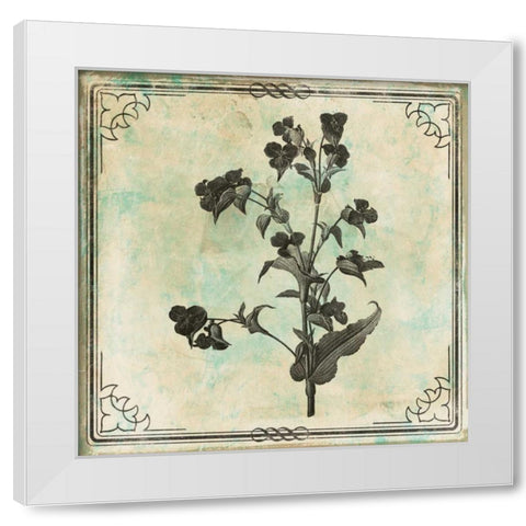 Bordered Stencil Floral Mate White Modern Wood Framed Art Print by Grey, Jace