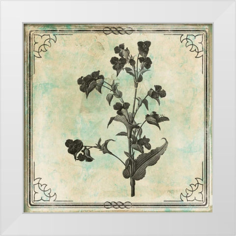 Bordered Stencil Floral Mate White Modern Wood Framed Art Print by Grey, Jace