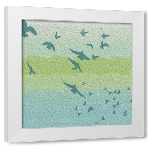 Coastal Birds Of Flight White Modern Wood Framed Art Print by Grey, Jace