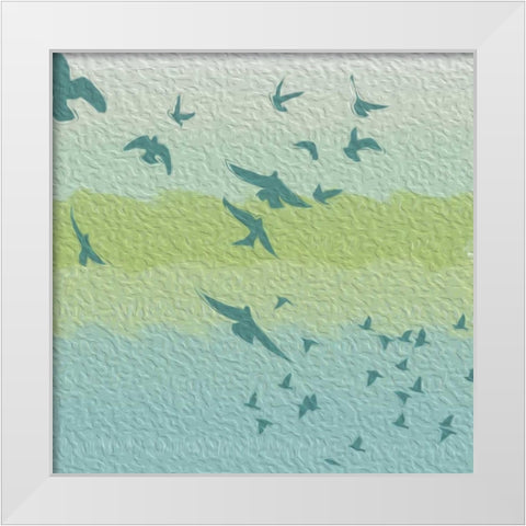 Coastal Birds Of Flight White Modern Wood Framed Art Print by Grey, Jace