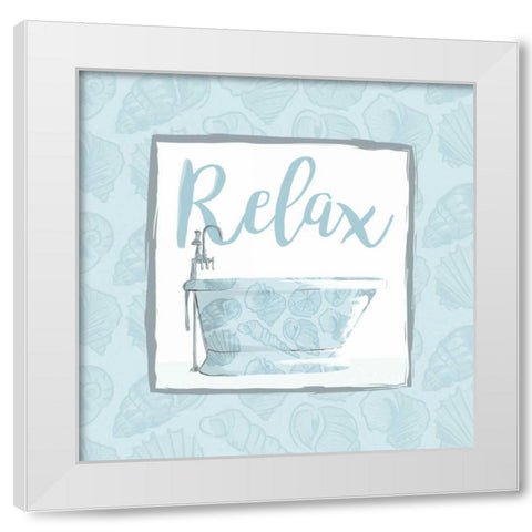 Relaxing Bath With Shells White Modern Wood Framed Art Print by Grey, Jace