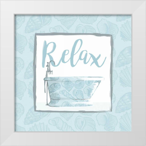 Relaxing Bath With Shells White Modern Wood Framed Art Print by Grey, Jace
