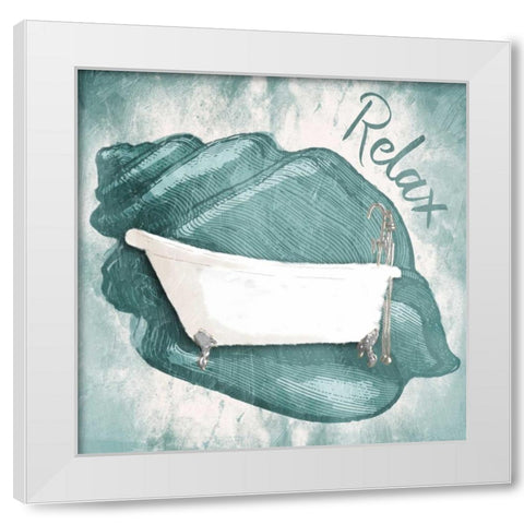 Relax Shell Bath White Modern Wood Framed Art Print by Grey, Jace