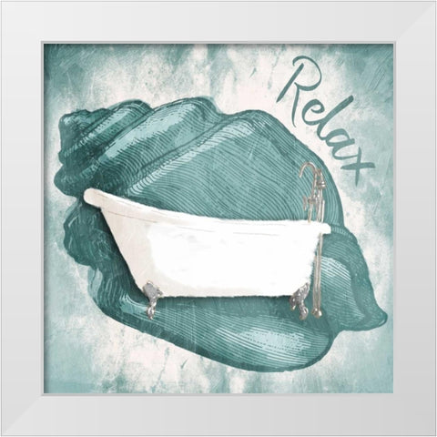 Relax Shell Bath White Modern Wood Framed Art Print by Grey, Jace