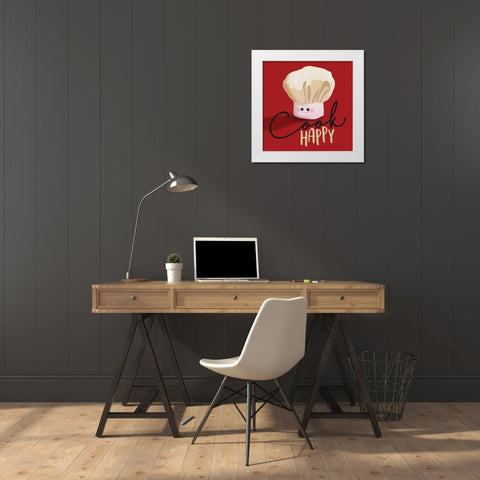 Cook Happy White Modern Wood Framed Art Print by Grey, Jace