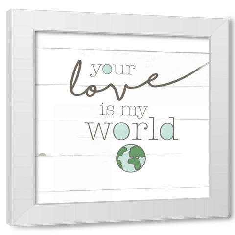 Love World White Modern Wood Framed Art Print by Grey, Jace