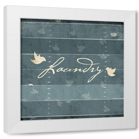 Laundry Birds White Modern Wood Framed Art Print by Grey, Jace