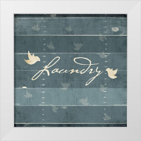 Laundry Birds White Modern Wood Framed Art Print by Grey, Jace