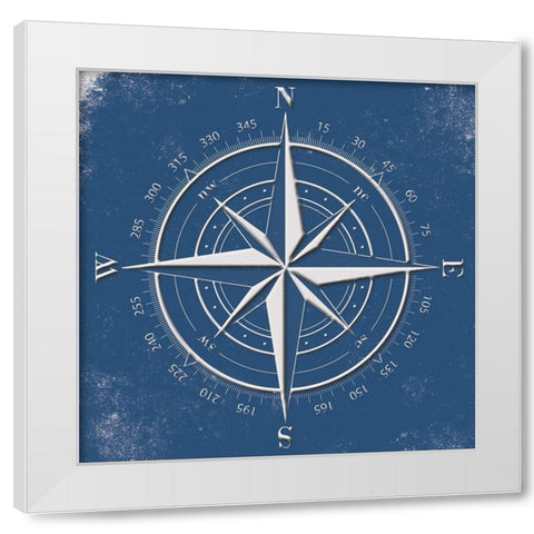Coastal Pop Compass White Modern Wood Framed Art Print by Grey, Jace