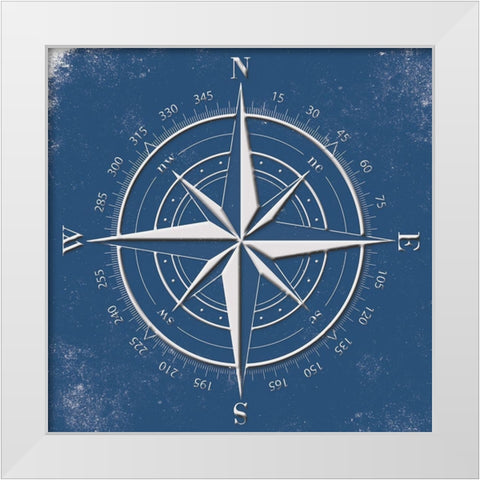 Coastal Pop Compass White Modern Wood Framed Art Print by Grey, Jace