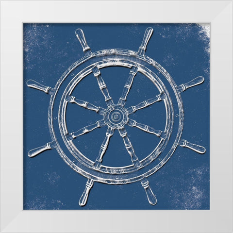 Coastal Pop Steering Wheel White Modern Wood Framed Art Print by Grey, Jace