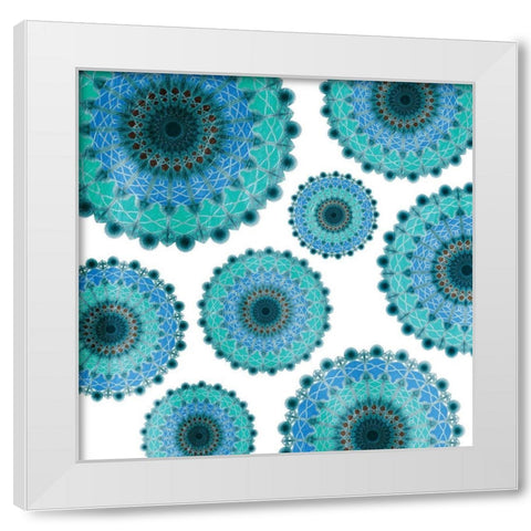 Peacock Circles White Modern Wood Framed Art Print by Grey, Jace