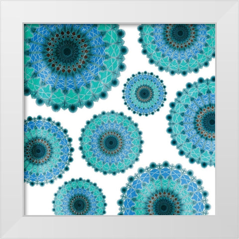 Peacock Circles White Modern Wood Framed Art Print by Grey, Jace