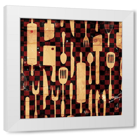 Utensils Picnic White Modern Wood Framed Art Print by Grey, Jace
