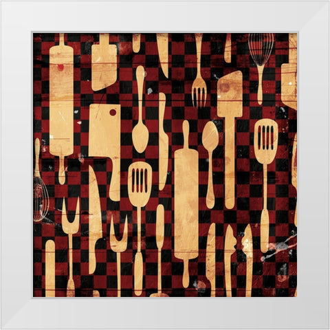 Utensils Picnic White Modern Wood Framed Art Print by Grey, Jace