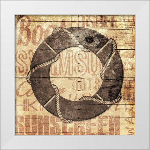 Wooden Life Saver White Modern Wood Framed Art Print by Grey, Jace