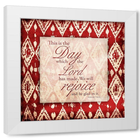 Rejoice Red White Modern Wood Framed Art Print by Grey, Jace