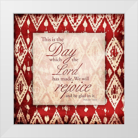 Rejoice Red White Modern Wood Framed Art Print by Grey, Jace