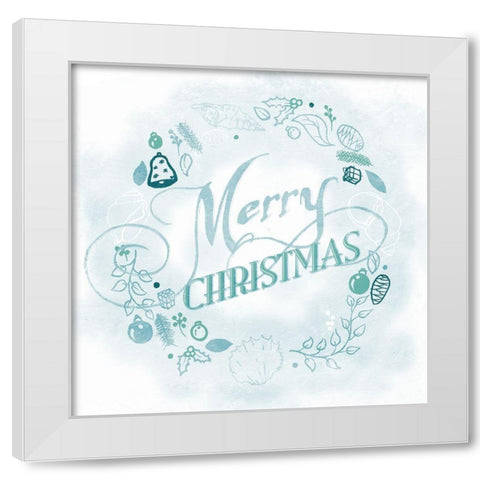 Coastal Christmas Wreath Blue White Modern Wood Framed Art Print by Grey, Jace