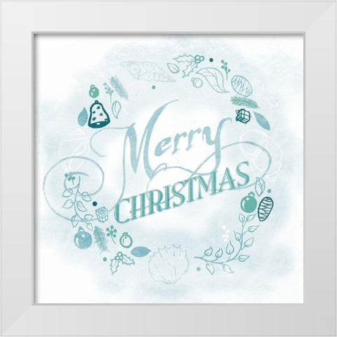 Coastal Christmas Wreath Blue White Modern Wood Framed Art Print by Grey, Jace