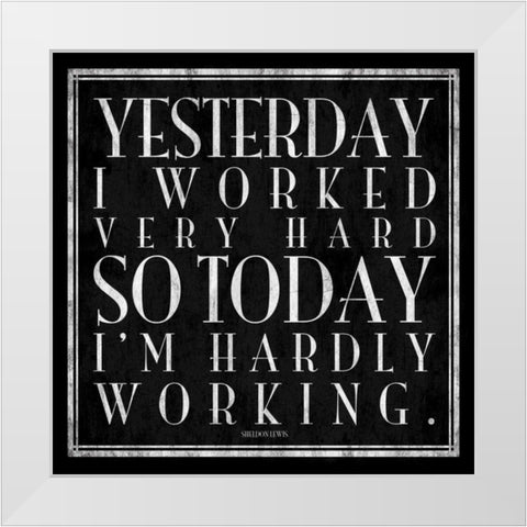 Hardly working White Modern Wood Framed Art Print by Grey, Jace