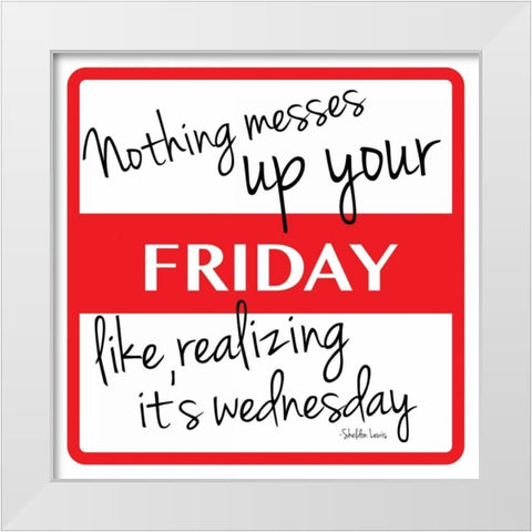 Friday White Modern Wood Framed Art Print by Grey, Jace