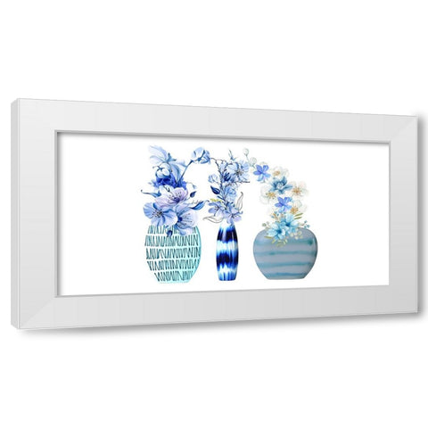 Floral Trio In Vases 2 White Modern Wood Framed Art Print by Keith, Jesse