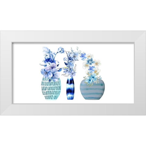 Floral Trio In Vases 2 White Modern Wood Framed Art Print by Keith, Jesse