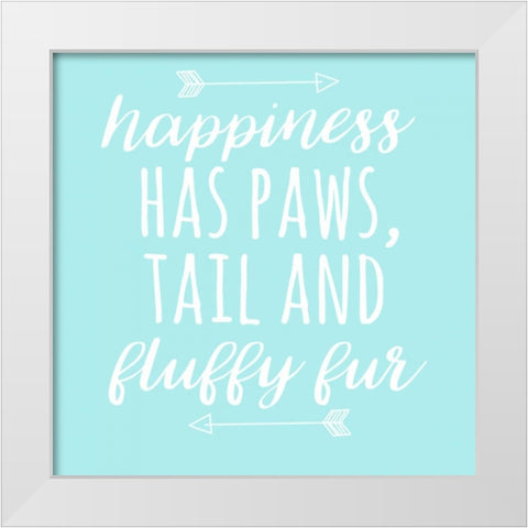 Happiness Paws Blue White Modern Wood Framed Art Print by Matic,Jelena