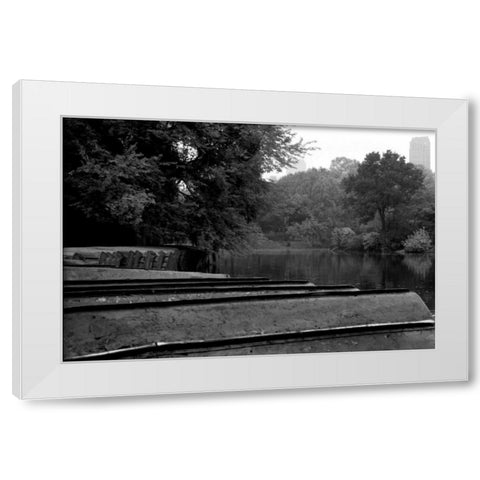 Central Park Row Boats II White Modern Wood Framed Art Print by Grey, Jace
