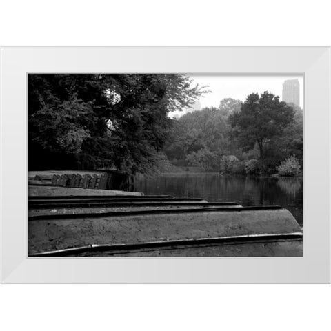 Central Park Row Boats II White Modern Wood Framed Art Print by Grey, Jace