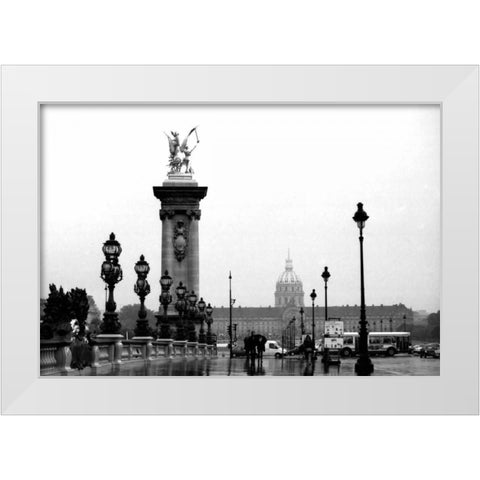 Paris Rain White Modern Wood Framed Art Print by Grey, Jace