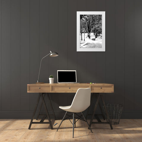 Central Park Snowy Scene White Modern Wood Framed Art Print by Grey, Jace