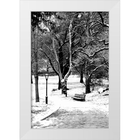 Central Park Snowy Scene White Modern Wood Framed Art Print by Grey, Jace