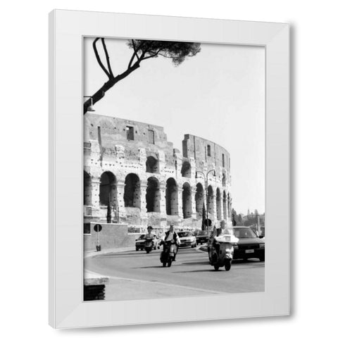 Colessium With Moped Rome White Modern Wood Framed Art Print by Grey, Jace