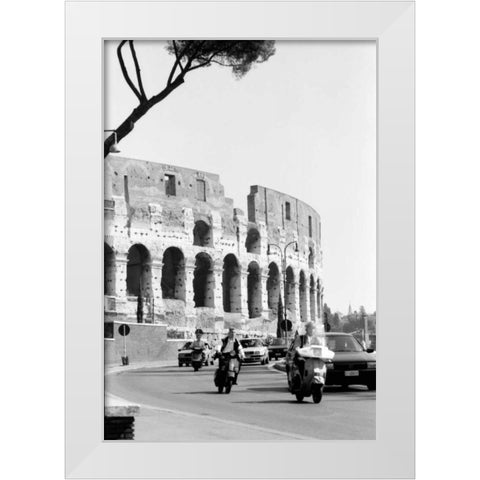 Colessium With Moped Rome White Modern Wood Framed Art Print by Grey, Jace