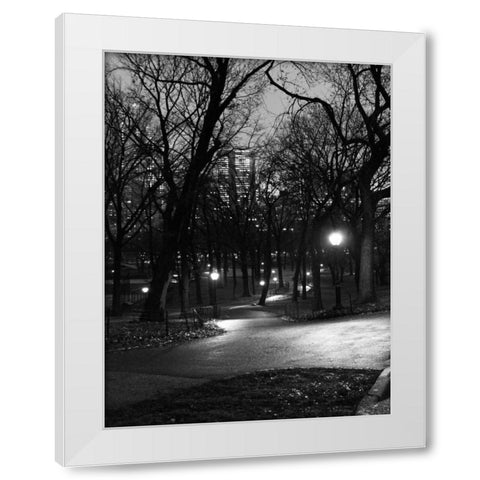 Central Park Night Stroll White Modern Wood Framed Art Print by Pica, Jeff