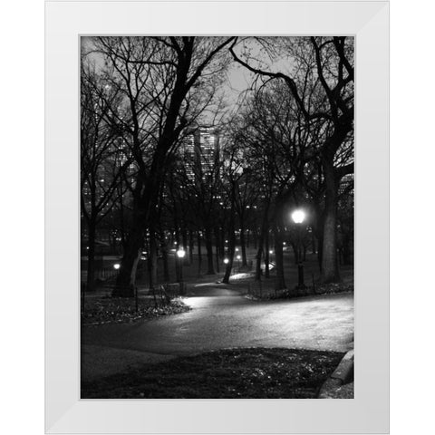 Central Park Night Stroll White Modern Wood Framed Art Print by Pica, Jeff