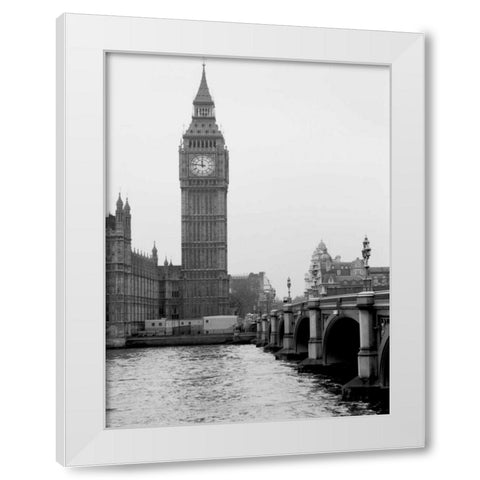 London Big Ben White Modern Wood Framed Art Print by Grey, Jace