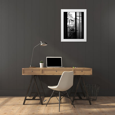 Paris Hotel Window White Modern Wood Framed Art Print by Grey, Jace