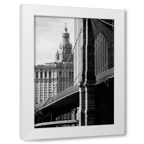 Brooklyn Bridge and Civic Center White Modern Wood Framed Art Print by Pica, Jeff